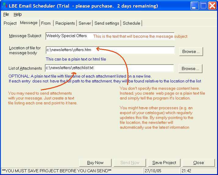 LBE Email Scheduler Screenshot